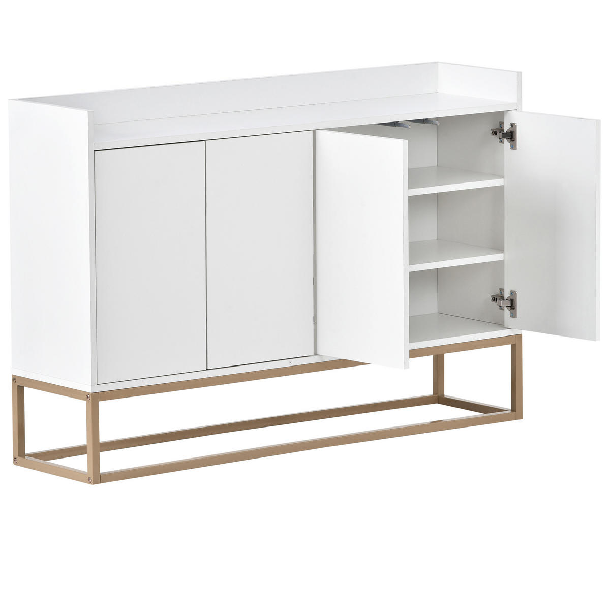 KOMMODE niedrig 4 Türen Einlegeböden Stauraum weiß - Weiß, Holz (30/80/120cm) - Fortuna Lai