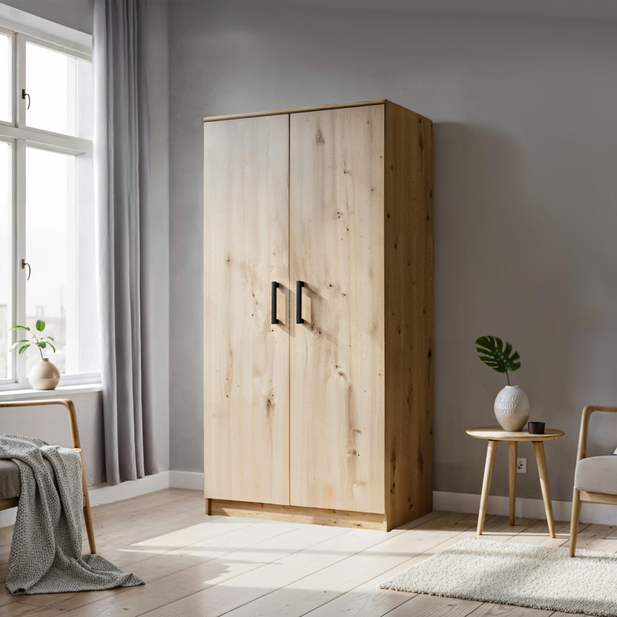 DREHTÜRENSCHRANK Tamara 90 cm, 2-türig, artisan - Braun, Kunststoff (180/180/90cm) - Margaret Hadas24