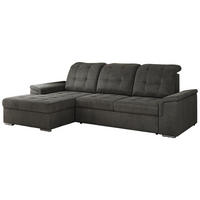 ECKSOFA MADRITO L - Dunkelgrau Velorus - Links - Dunkelgrau/Silberfarben, Textil/Metall (160/256cm)