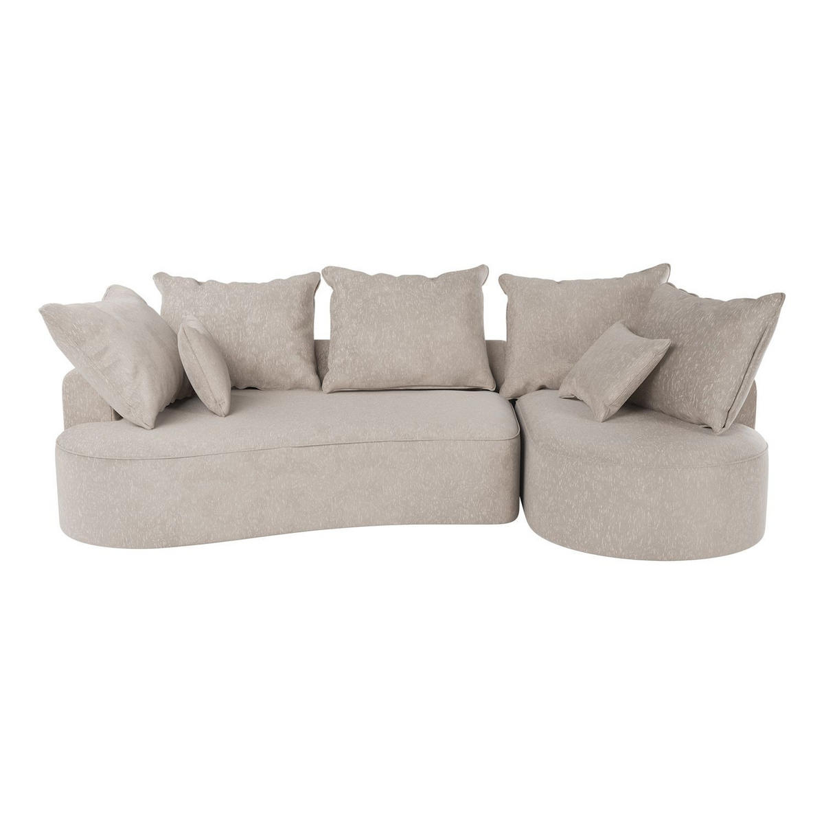 SOFA Tirano Samt Beige mit Ottomane rechts - Beige, Textil (300/102cm) - Juskys