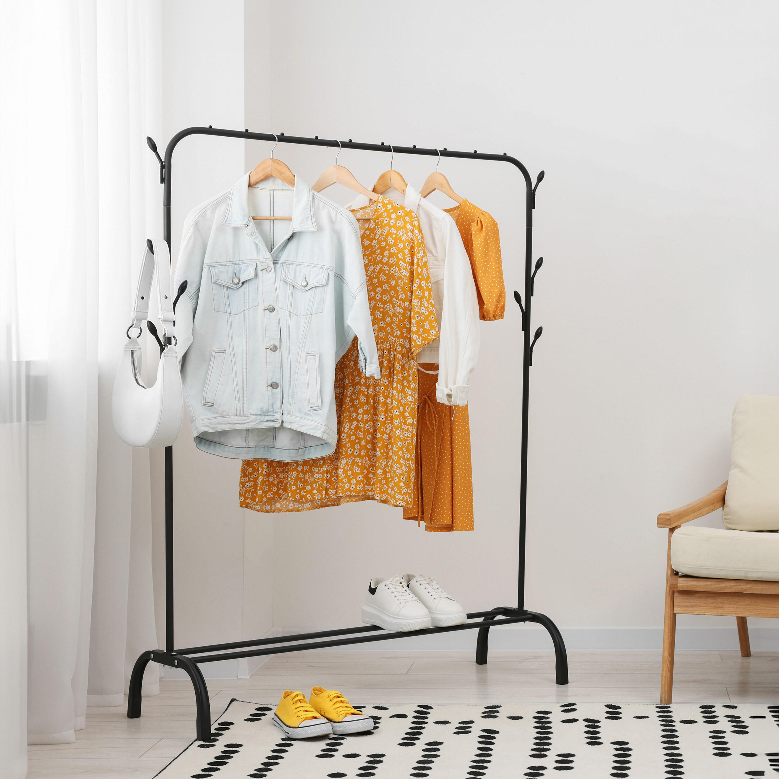 KLEIDERSTÄNDER - Schwarz, Kunststoff/Metall (110/148/40cm) - Relaxdays