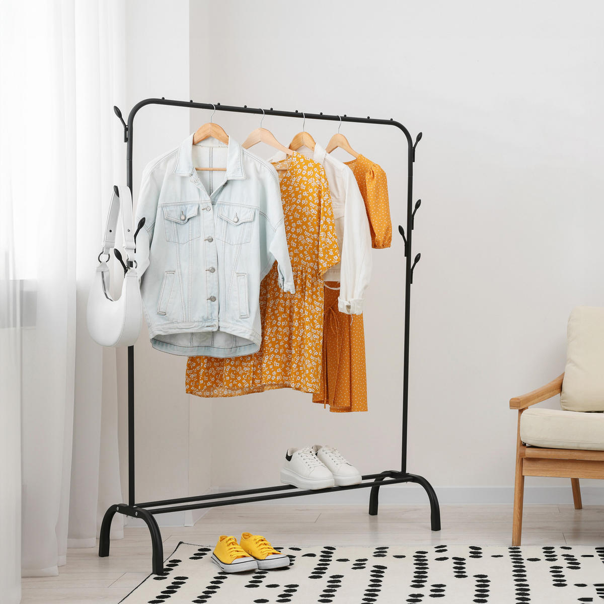 KLEIDERSTÄNDER - Schwarz, Kunststoff/Metall (110/148/40cm) - Relaxdays