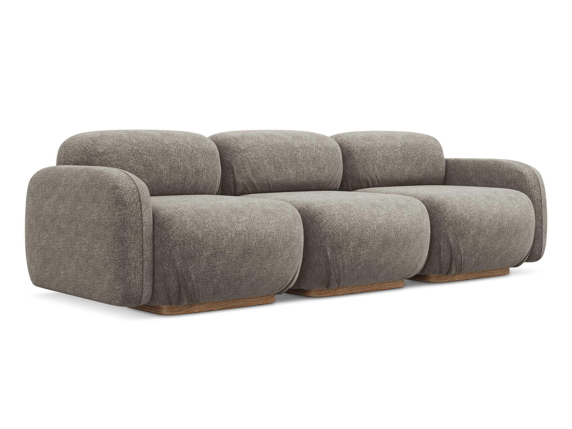 4-SITZER-SOFA Chenille Stoff Grau - Taupe/Braun, Holz/Textil (270/73/95cm) - Makamii