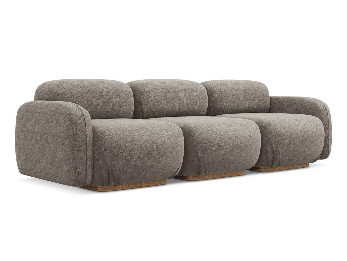 4-SITZER-SOFA Chenille Stoff Grau - Taupe/Braun, Holz/Textil (270/73/95cm) - Makamii