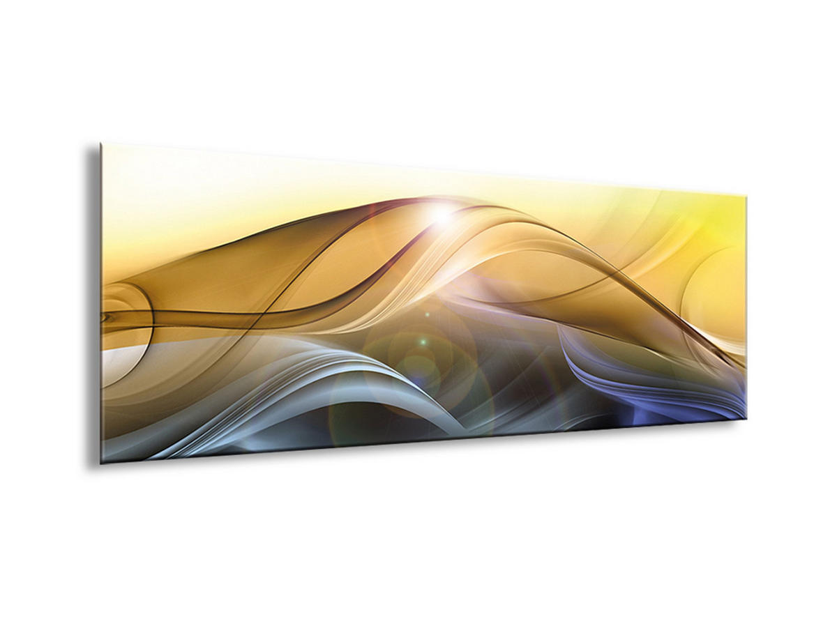 GLASBILD 80x30 cm Abstrakt Gelb Blau - Gelb, Glas (80/30cm) - artissimo