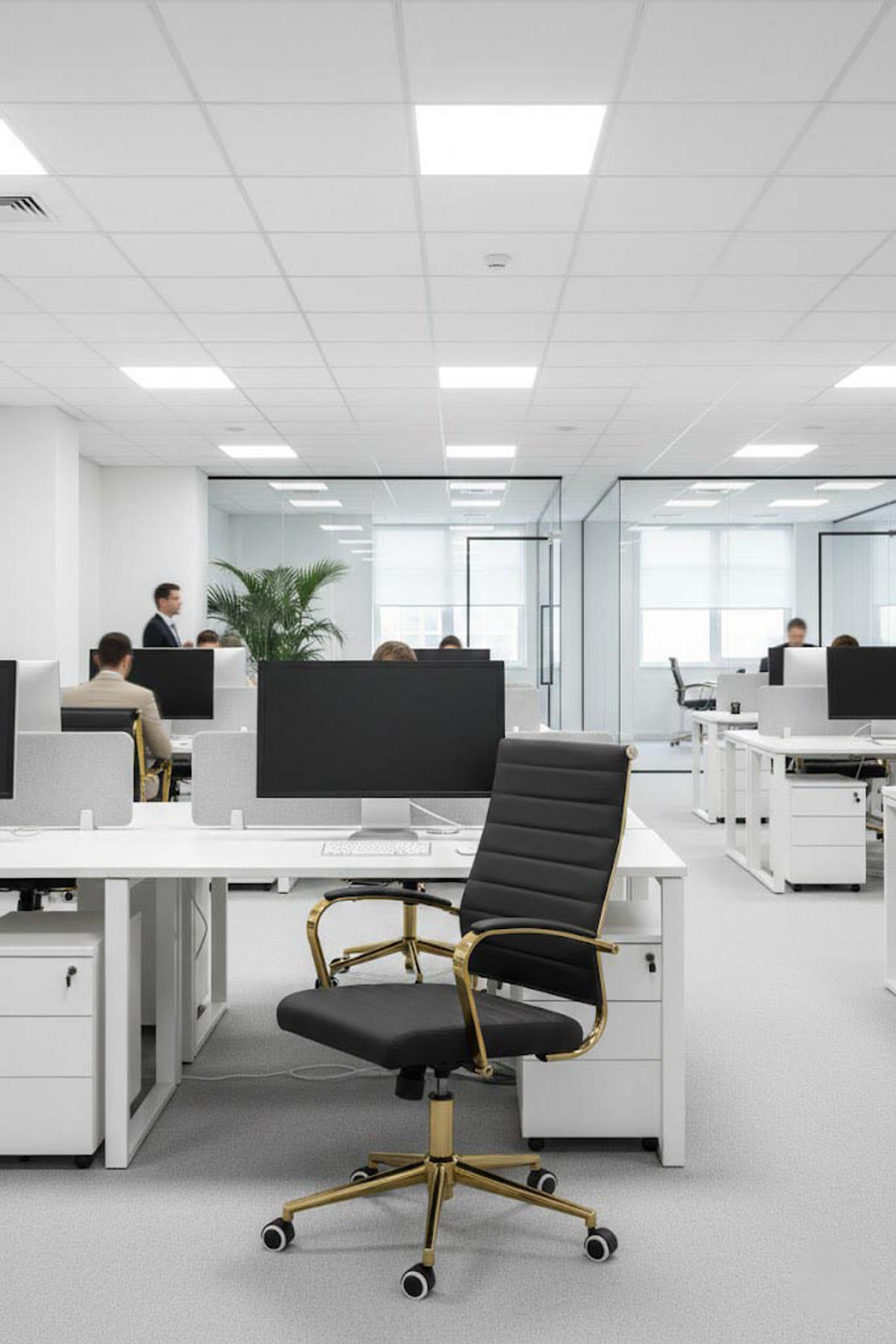 BÜROSTUHL Vantor Kunstleder schwarz - Goldfarben/Schwarz, Metall (57/109/59cm) - TPFLiving