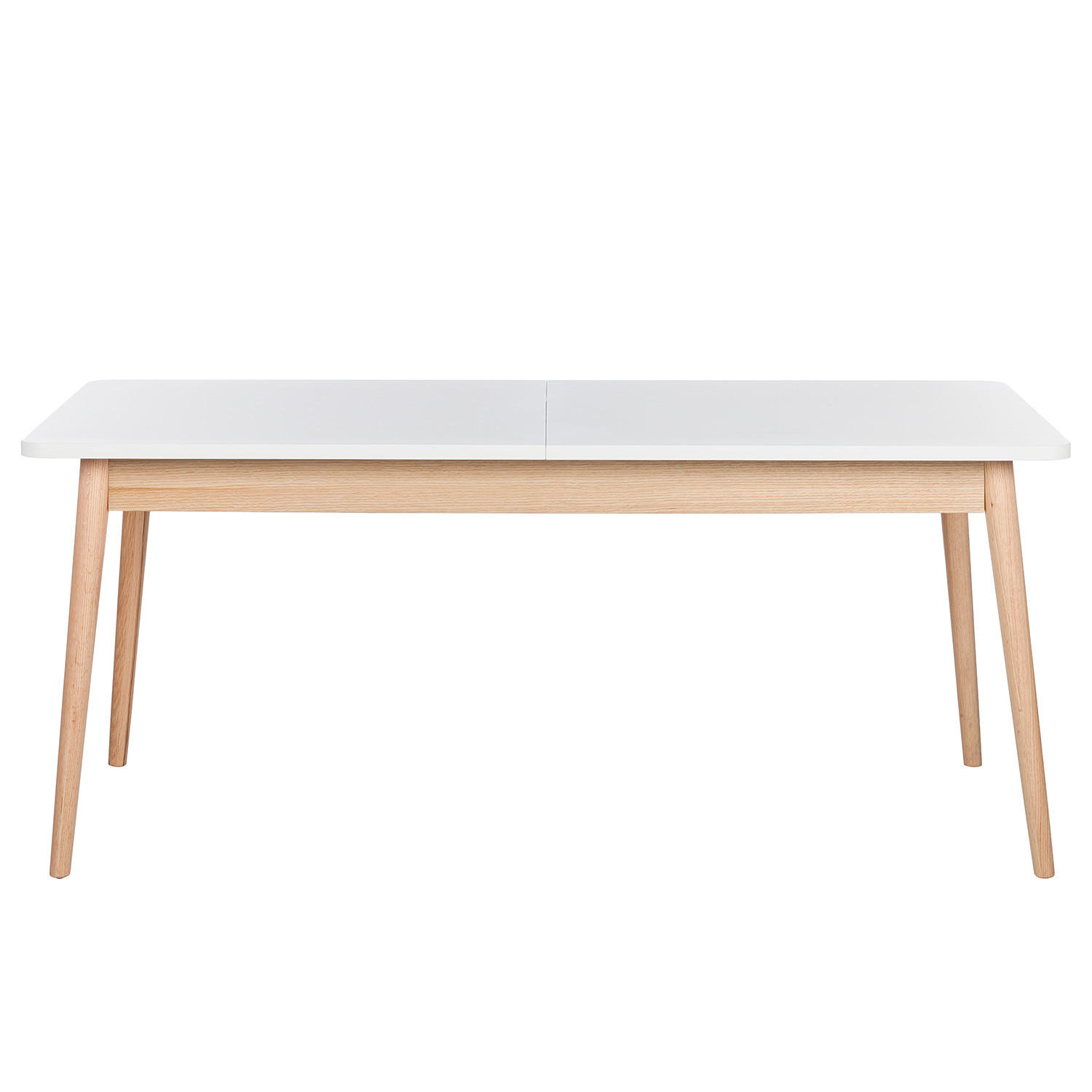 ESSTISCH mit Ausziehfunktion - Eiche teilmassiv - Weiß, Holzwerkstoff (90/180/77cm) - home24