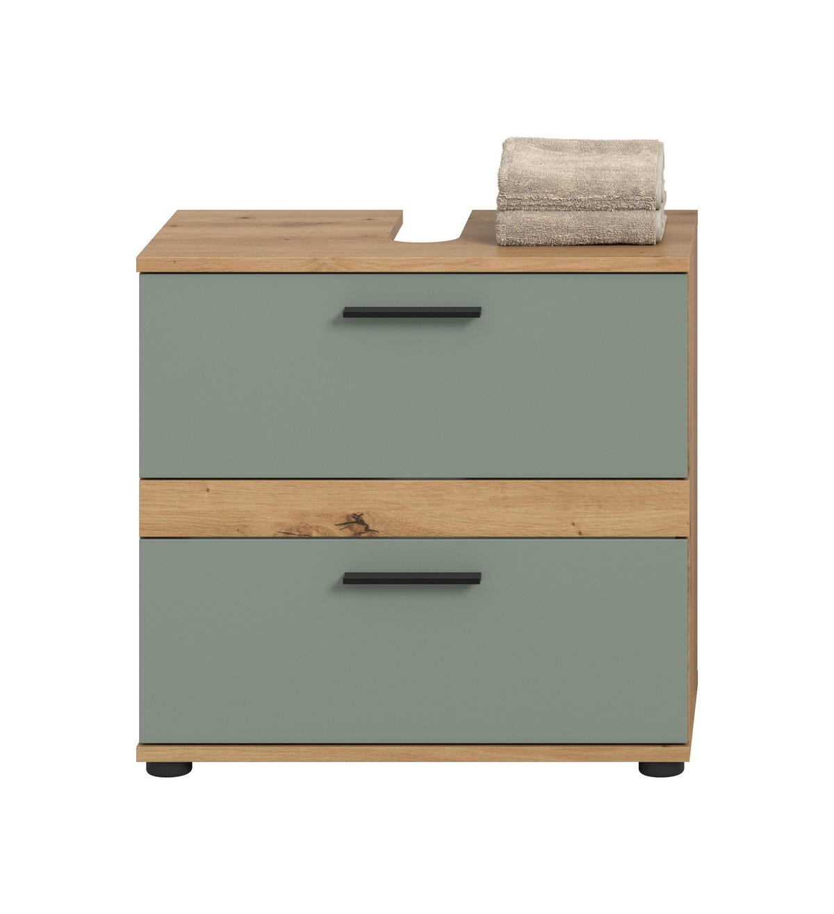WASCHBECKENUNTERSCHRANK Flint (B/H/T: 60x57x34 cm) in Salbei und Artisan Eiche Nachbildung - Eiche Artisan, Holz (60/57/34cm) - Homes & Jones