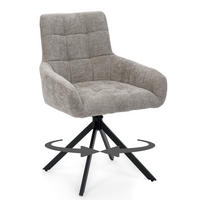STUHL FUNO drehbar gepolsterter mit Steppung - hellgrau - Chenille - Hellgrau/Schwarz, Textil/Metall (58/87/60cm) - NEW HOME