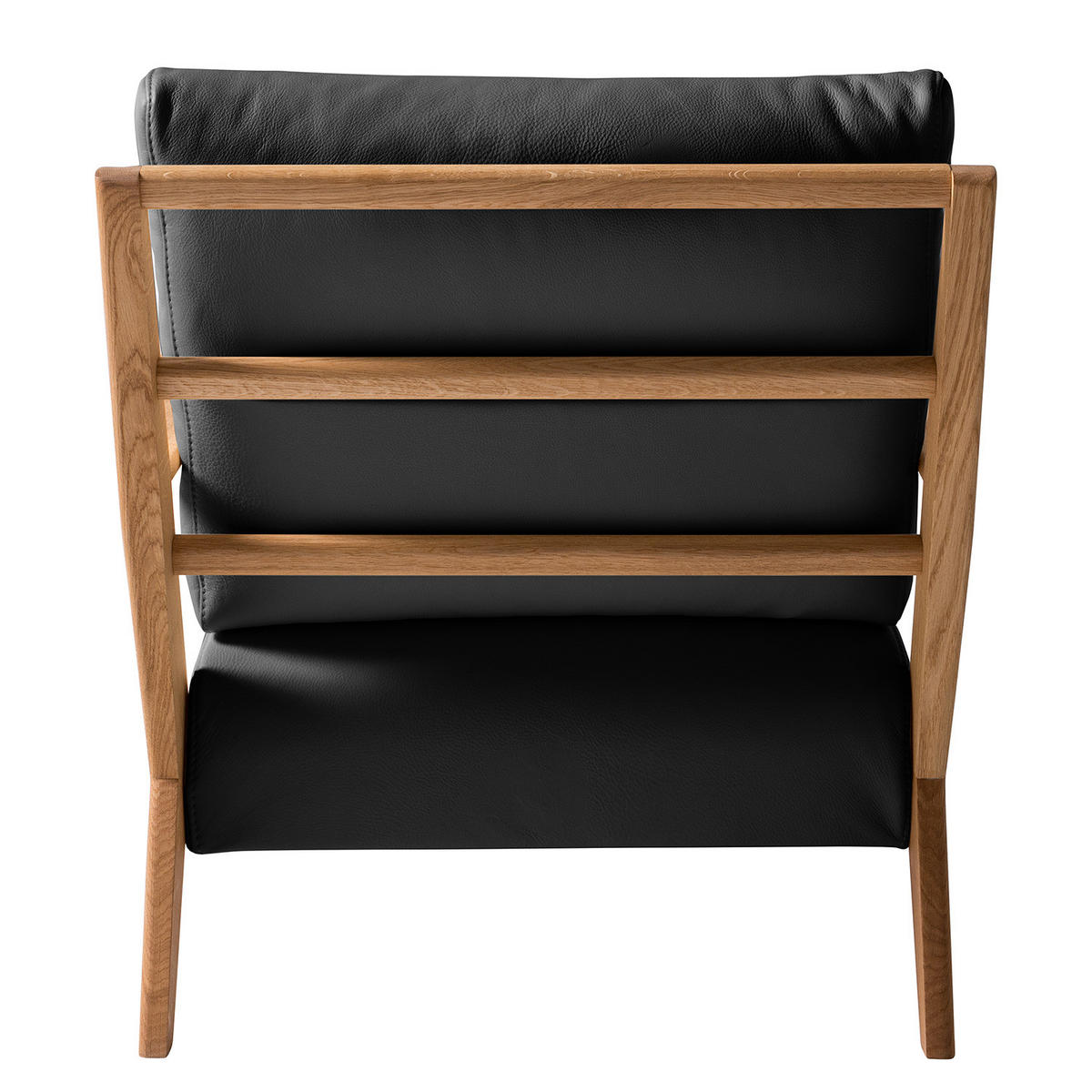 SESSEL - Schwarz/Braun, Leder/Eichenholz (83/80/75cm) - home24