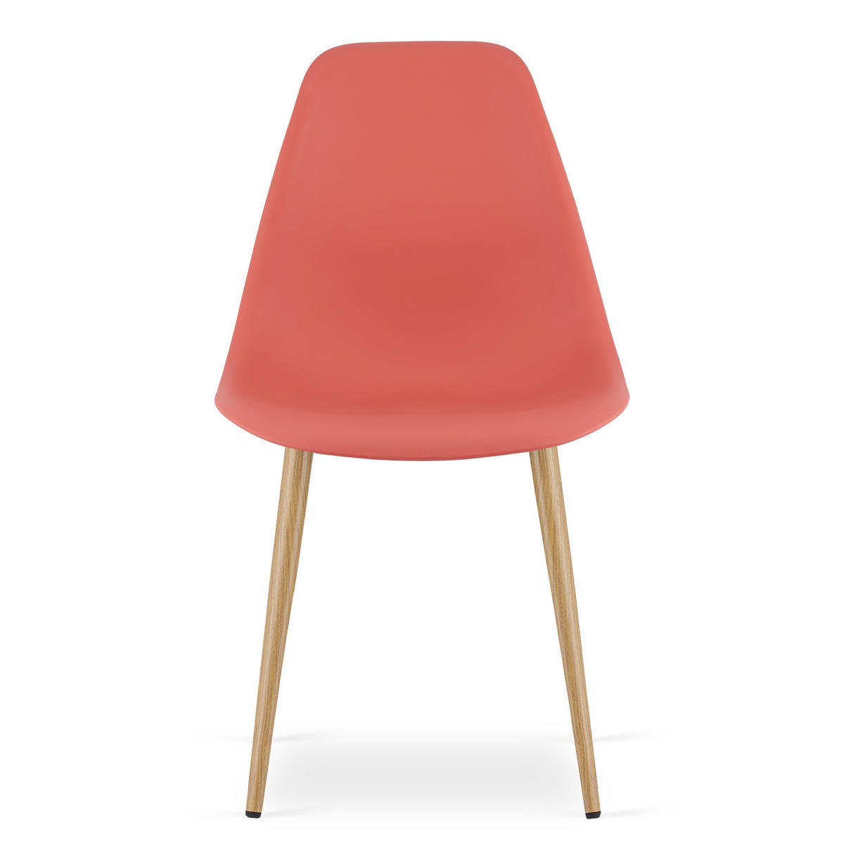 ESSZIMMERSTUHL KALEO Zinnoberroter Sitz, natürliche Beine - Rot/Naturfarben, Kunststoff (46/84/51cm) - Valora