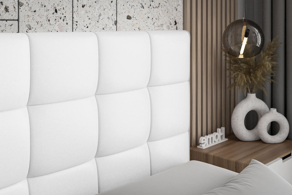 BOXSPRINGBETT APO KING - 180 x 200 - H3/H4 - Weiß Hochglanz - Weiß Hochglanz, Holzwerkstoff (180/200cm) - ALTDECOR