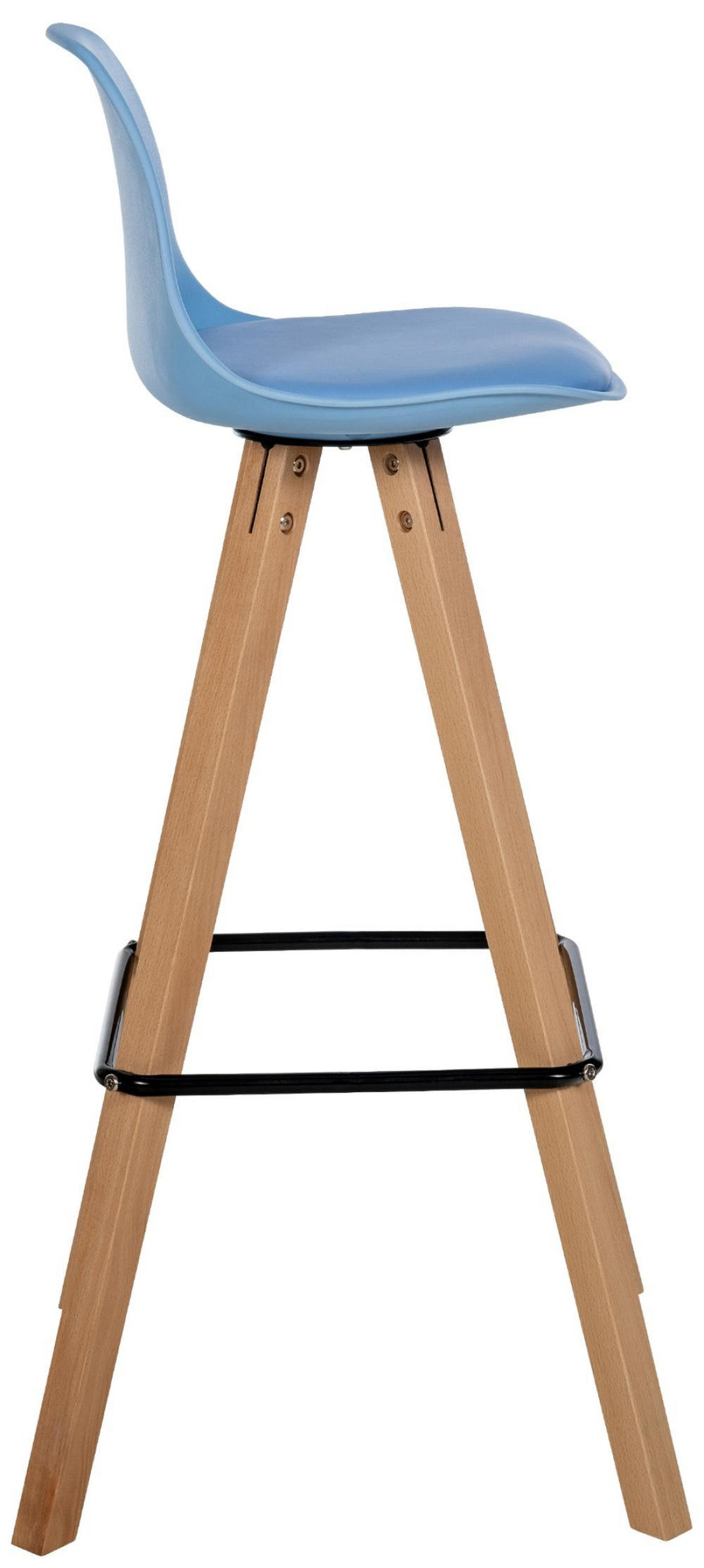 BARHOCKER Lederlook blau - Blau/Eukalyptusholzfarben, Holz/Textil (38/99/44cm) - CLP
