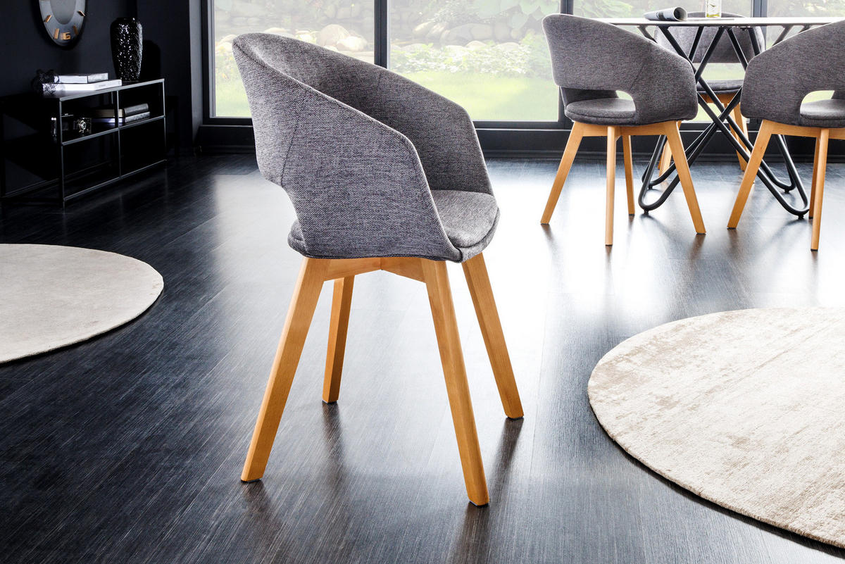 STUHL NORDIC STAR Strukturstoff Grau 80 cm - Braun/Grau, Holz/Textil (54/80/54cm) - riess-ambiente