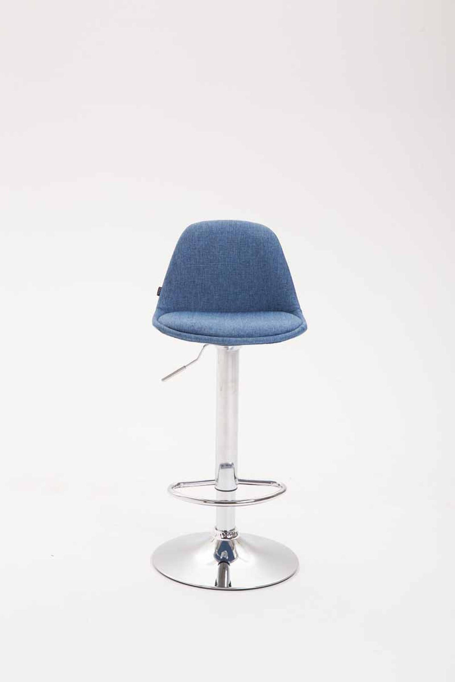 BARHOCKER Kilian, 2er Set, Gestell Metall in Chromoptik, Stoff Blau - Blau/Chromfarben, Textil/Metall (39/100/43cm) - TPFLiving