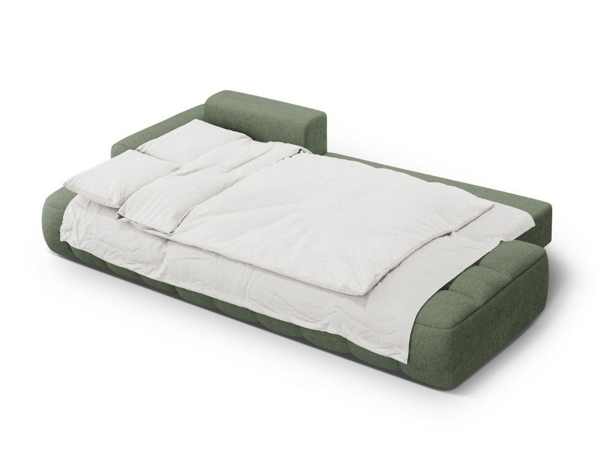 AUSKLAPPBARES-ECKSOFA links mit Container Linz aus strukturiertem Stoff dunkles olivgrün 3 Sitzplätze - Dunkelgrün, Textil (142/275cm) - Cosmopolitan Design