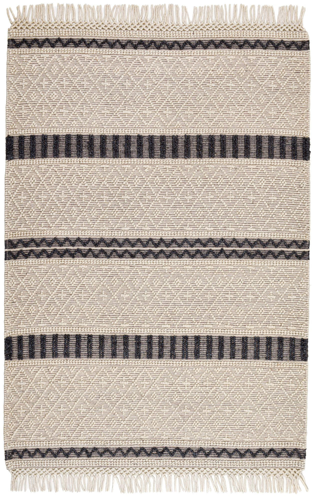 FALCHWEBETEPPICH Macrame Style, beige/schwarz 70x140 cm - Naturfarben, Textil (70/140cm) - Rug and Roll
