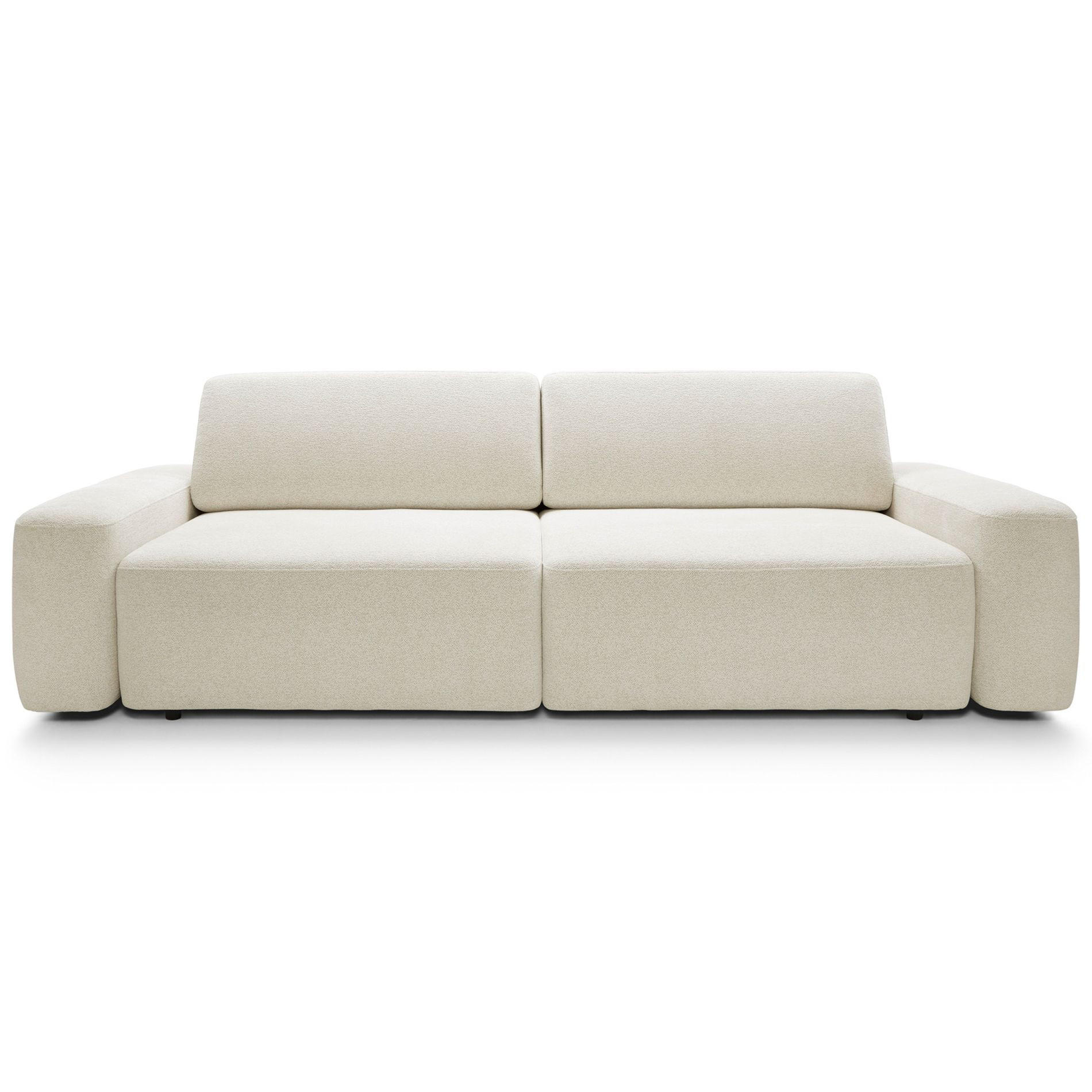 3-SITZER SOFA Baleo Creme Chenille-Bezug - Creme/Schwarz, Kunststoff/Textil (257/82/105cm) - Selsey