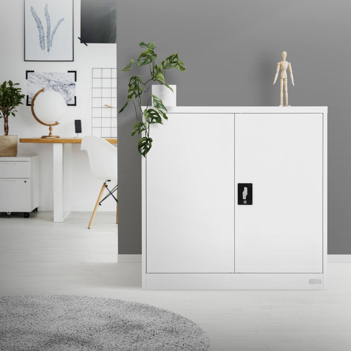 AKTENSCHRANK - Weiß, Metall (40/90/90cm) - ML-DESIGN