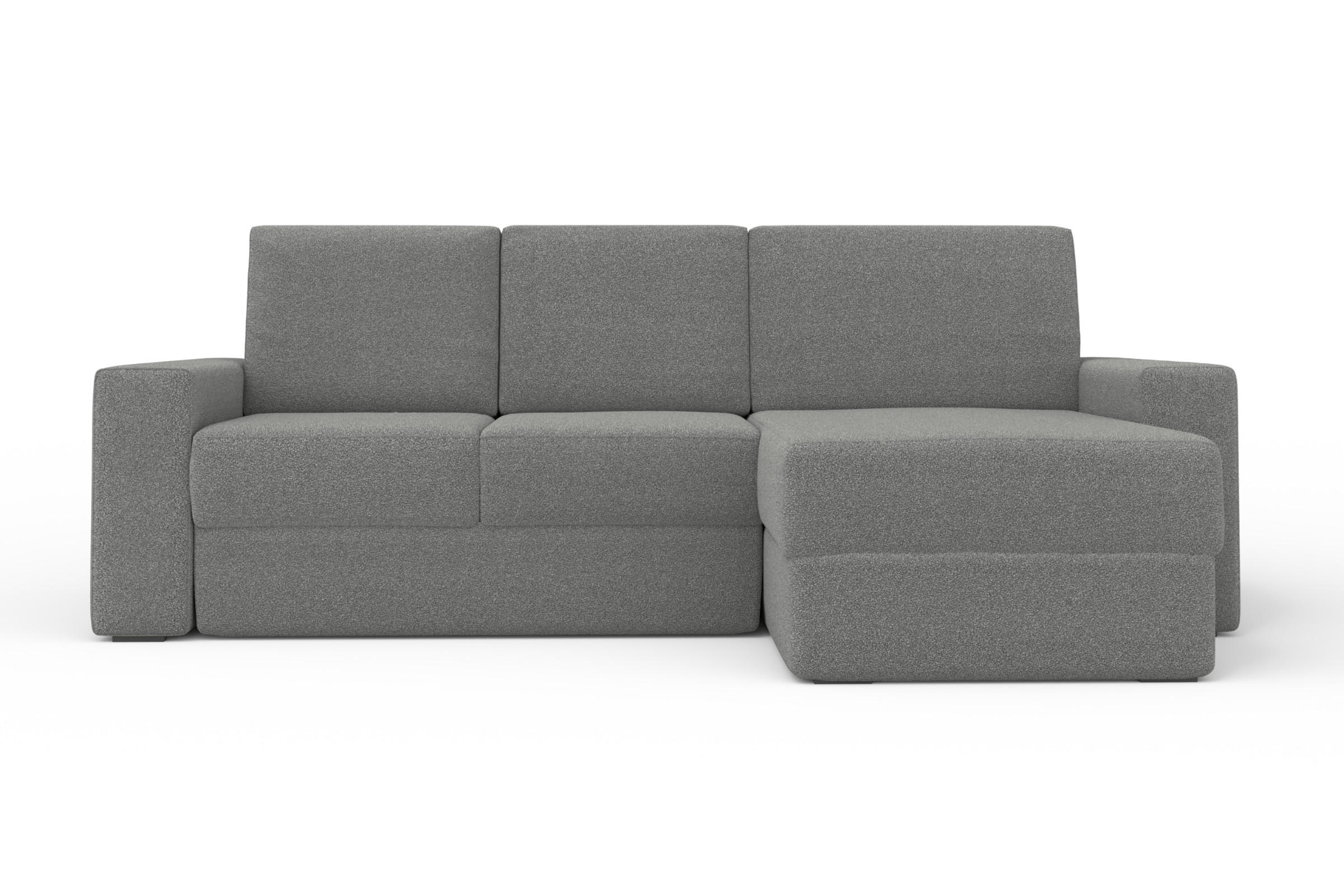 ECKSOFA TOCO L 240x145 cm in Boucle Dunkelgrau rechts - Creme, Holz/Holzwerkstoff (240/145cm) - Deine Möbel 24