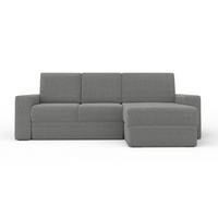 ECKSOFA TOCO L 240x145 cm in Boucle Dunkelgrau rechts - Creme, Holz/Holzwerkstoff (240/145cm) - Deine Möbel 24