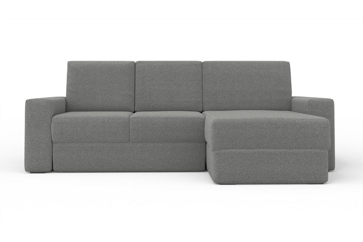 ECKSOFA TOCO L 240x145 cm in Boucle Dunkelgrau rechts - Creme, Holz/Holzwerkstoff (240/145cm) - Deine Möbel 24