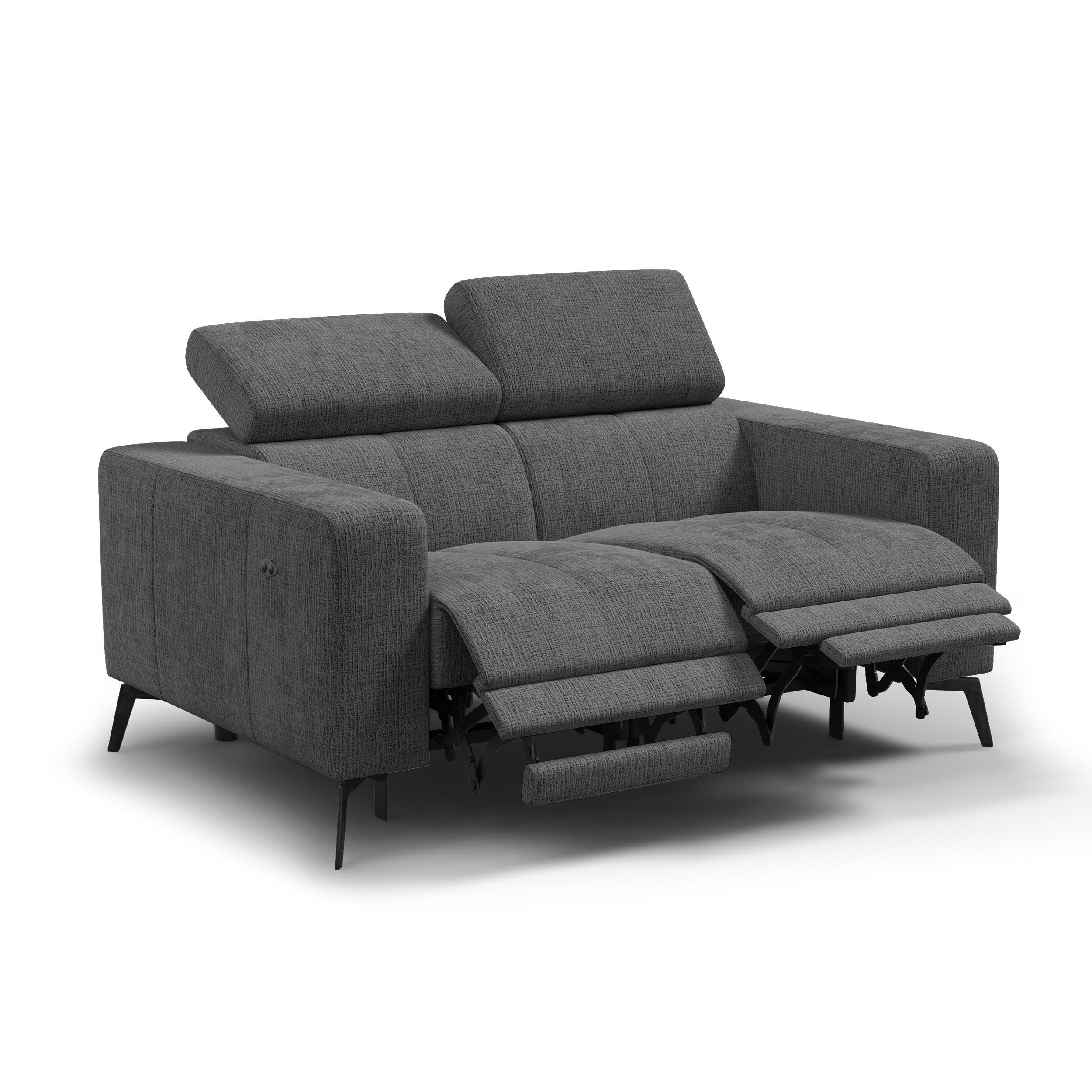 RELAXSOFA MORELLO 2-Sitzer, dunkelgrau, 2 x Relax Zero Gravity - Dunkelgrau, Holz/Textil (164/82/103cm) - Courtois Laville