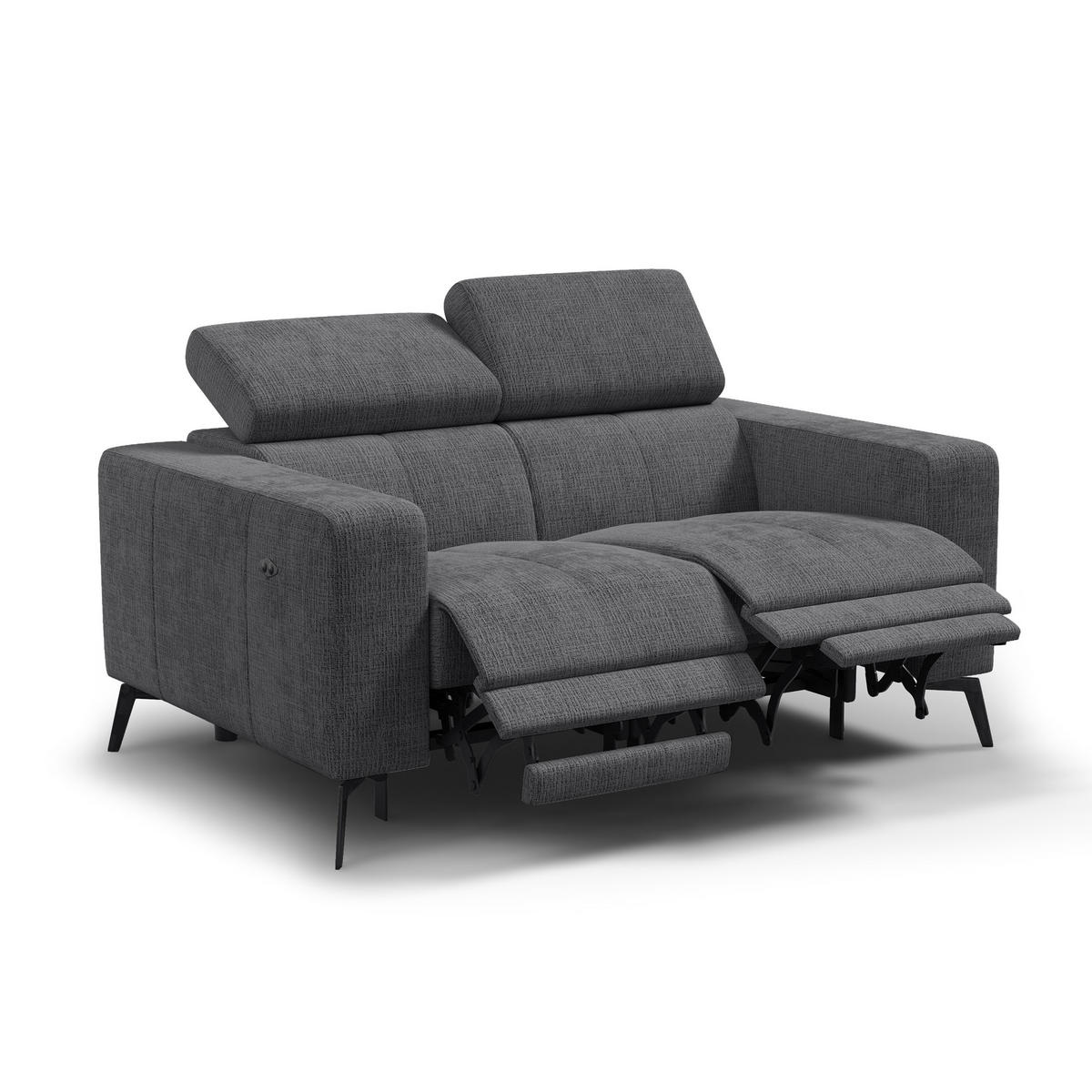 RELAXSOFA MORELLO 2-Sitzer, dunkelgrau, 2 x Relax Zero Gravity - Dunkelgrau, Holz/Textil (164/82/103cm) - Courtois Laville