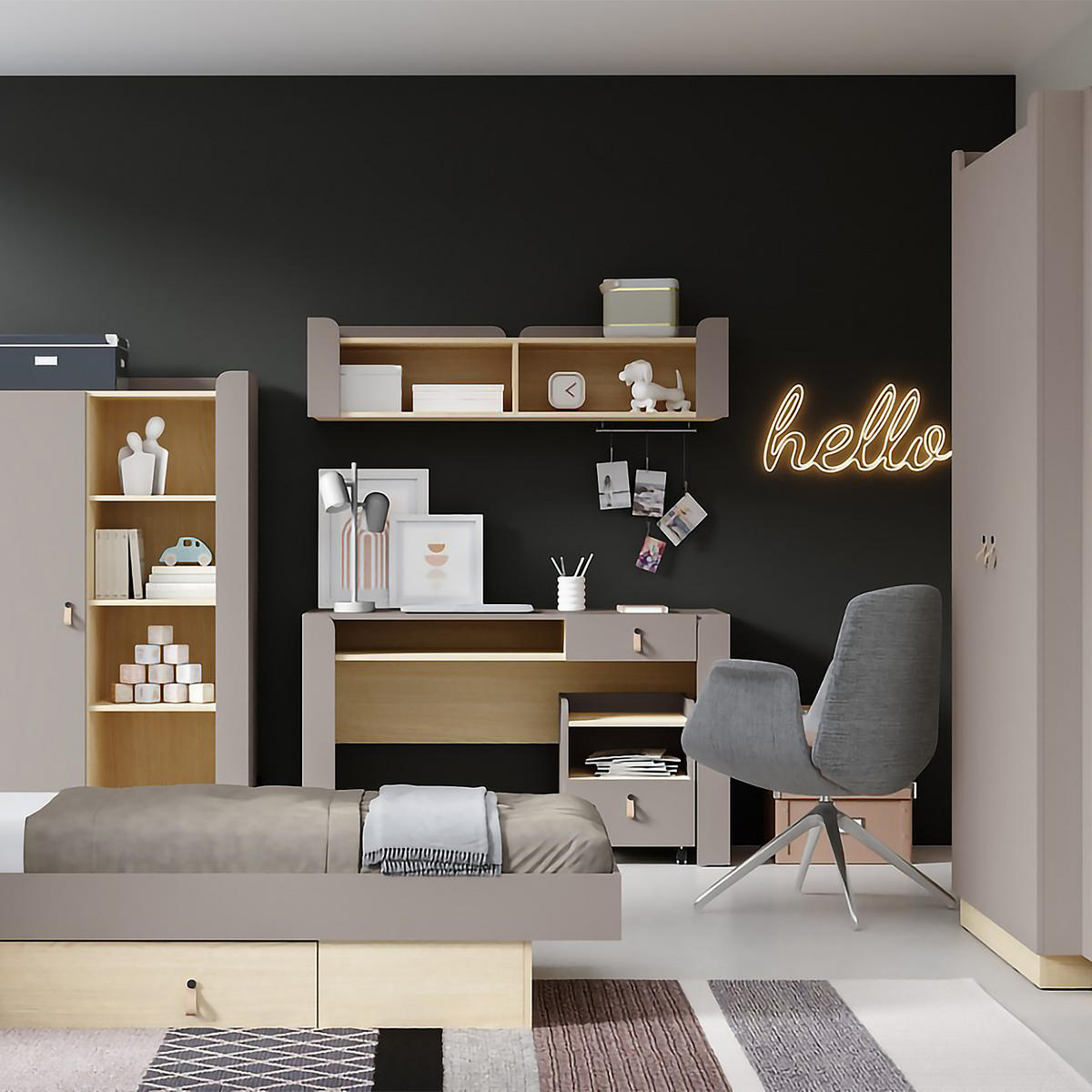 WANDREGAL Sorella mit 2 offenen Regalböden, 180 cm, Porcini + Eiche Mavelie - Eichefarben/Cappuccino, Holzwerkstoff (180/33/27cm) - Beautysofa