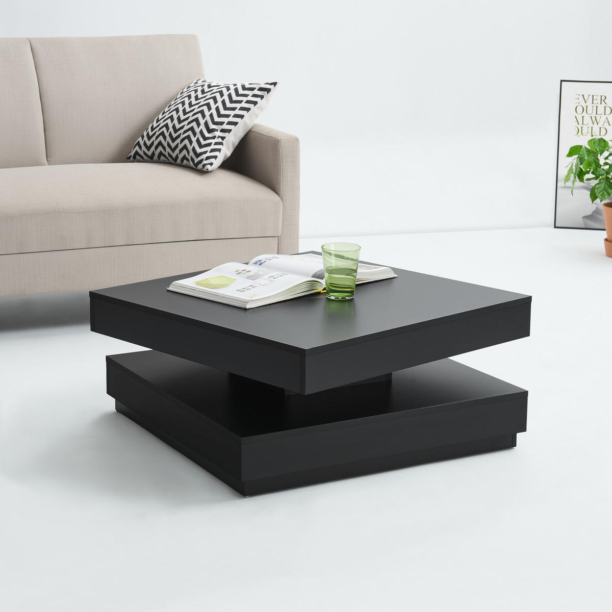 COUCHTISCH Florenz 76/76/38 cm - Schwarz, Holzwerkstoff (76/76/38cm) - [en.casa]