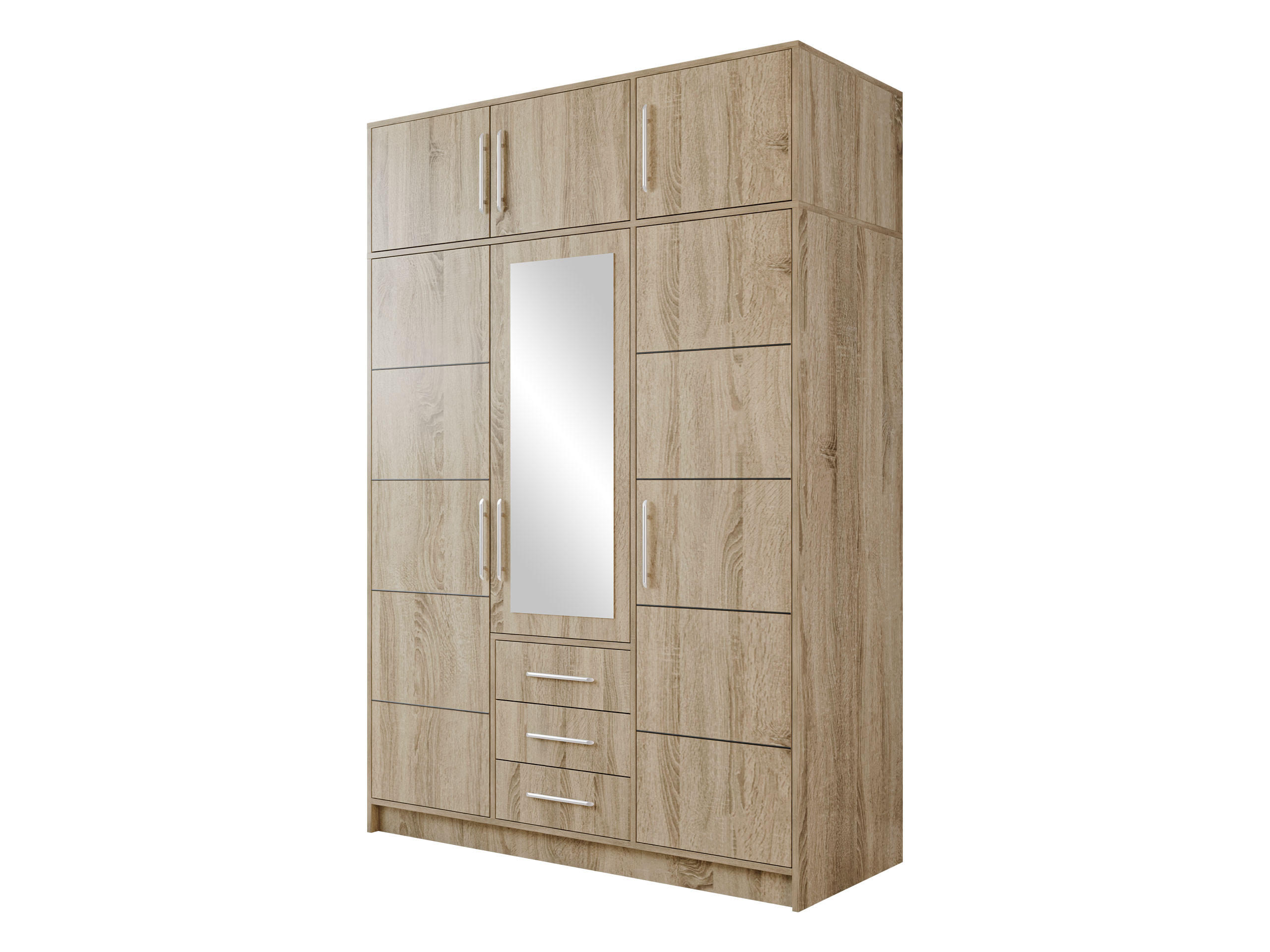 DREHTÜRENSCHRANK Bali D3 mit Schrankaufsatz - Silberfarben/Sonoma Eiche, Holzwerkstoff/Kunststoff (58/245/147cm) - MIRJAN24