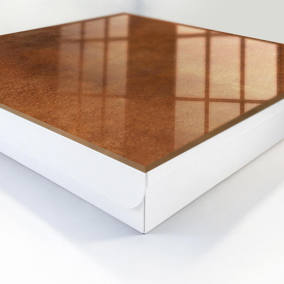 SCHLÜSSELBOX Weiß 30x30 cm – Türöffnung nach rechts - Braune Textur - Braun, Metall (30/30/5cm) - TULUP