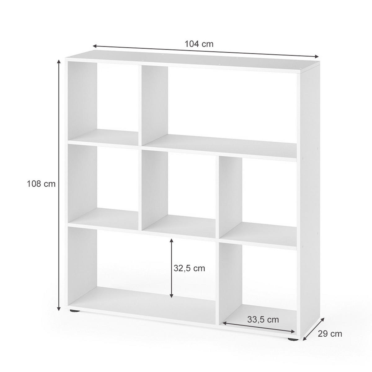 RAUMTEILER Nove Weiß 107.2 x 107.8 cm 7 Fächer - Weiß, Holzwerkstoff (107.2/107.8/29cm) - Vicco
