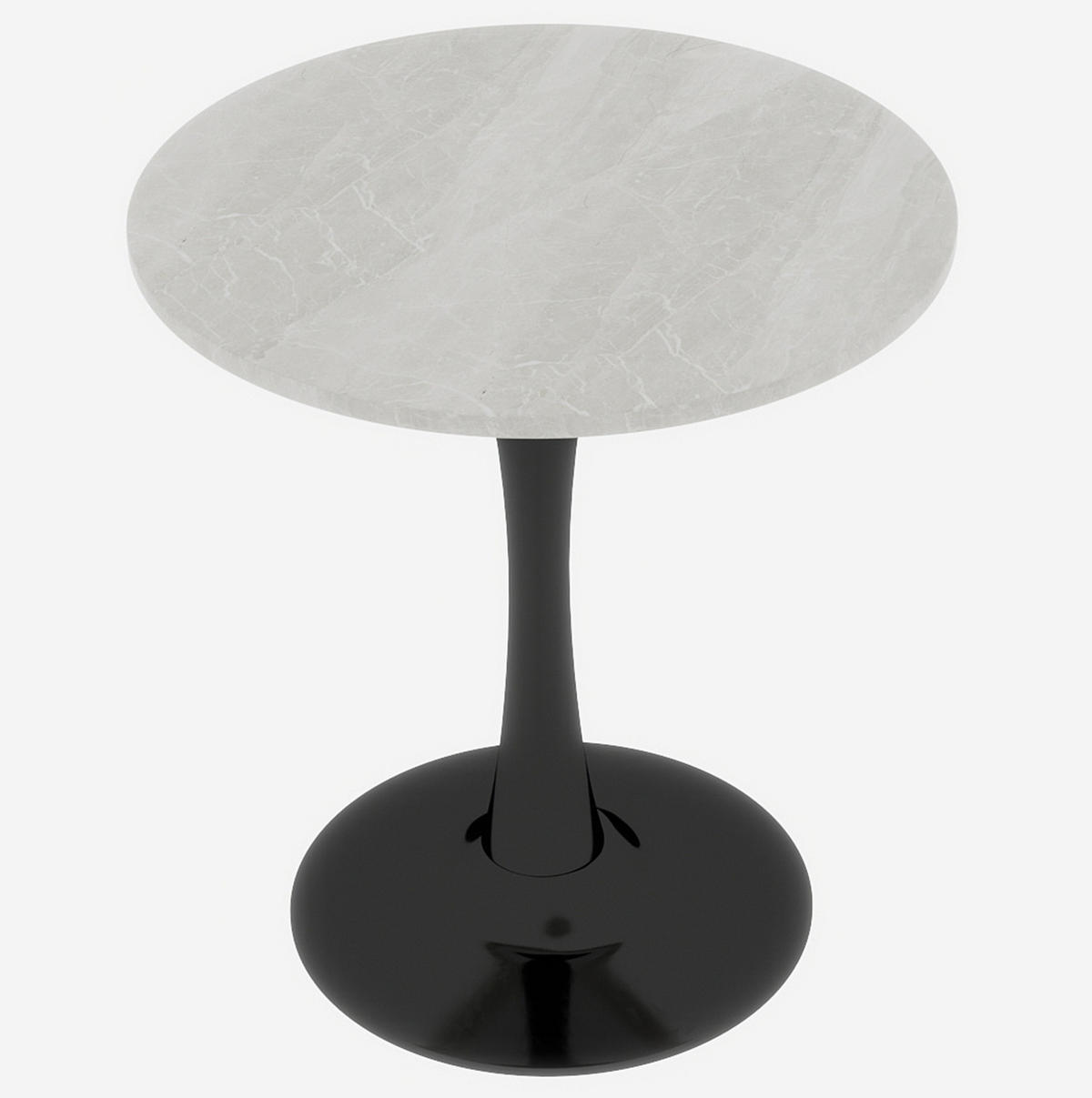BEISTELLTISCH 70 cm rund im modernen Stil mit Tischplatte in Marmoroptik, Schwarz, Weiß - Schwarz, Stein (70/70/72cm) - Modfu