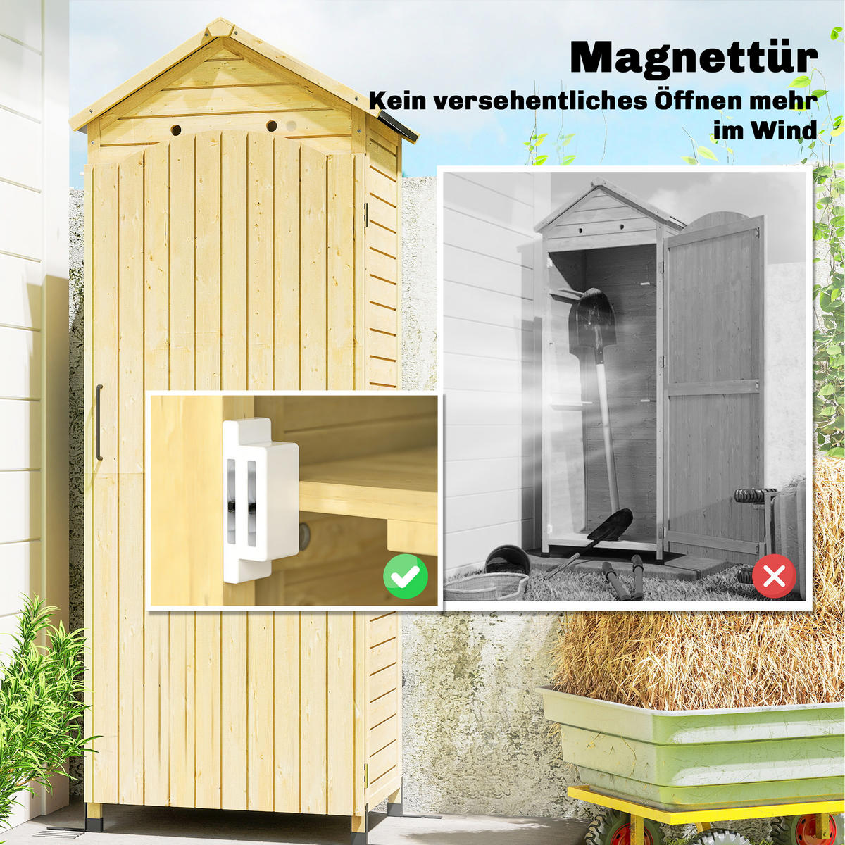 GARTENSCHRANK DE-09254 Holzoptik - Naturfarben, Holz (58/213/85cm) - ComfortXL