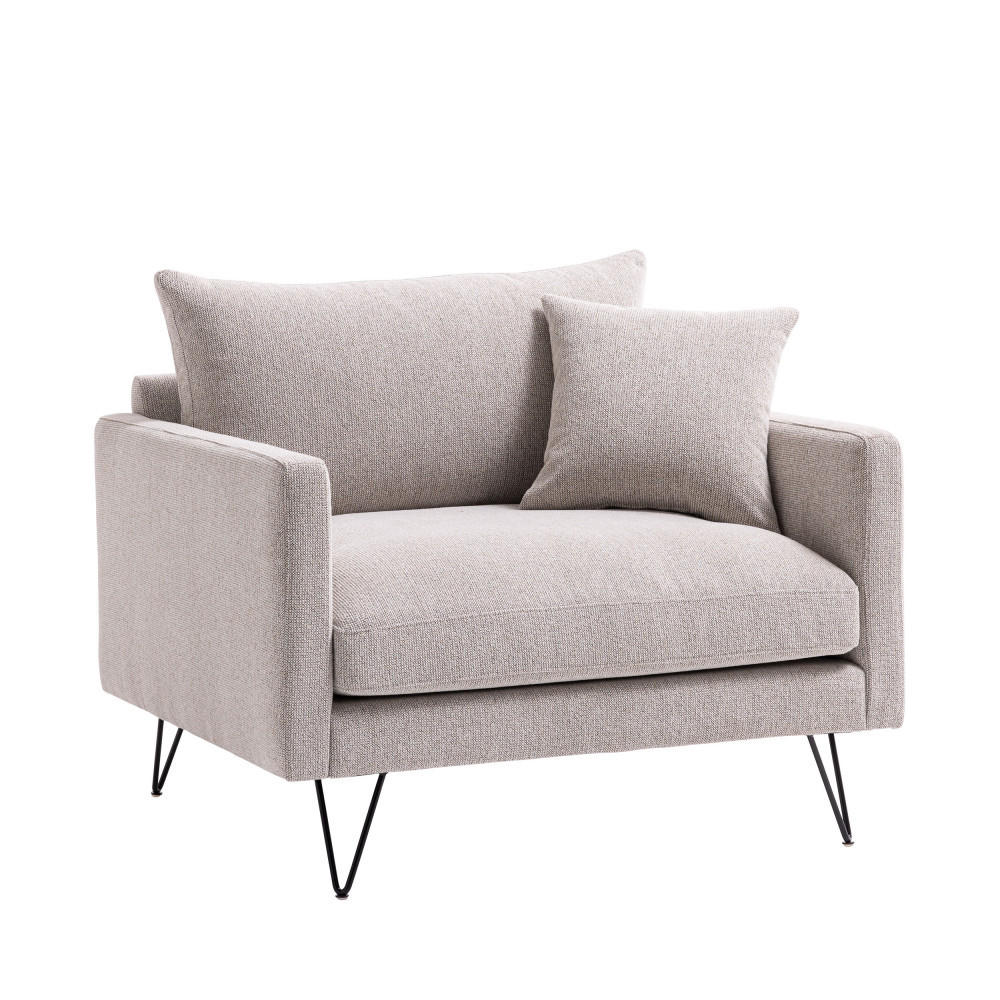 XL-SESSEL aus Stoff mit schwarzen Spikesfüßen - VILLABON - Natürlich - Naturfarben, Textil (108/86/95cm) - Drawer