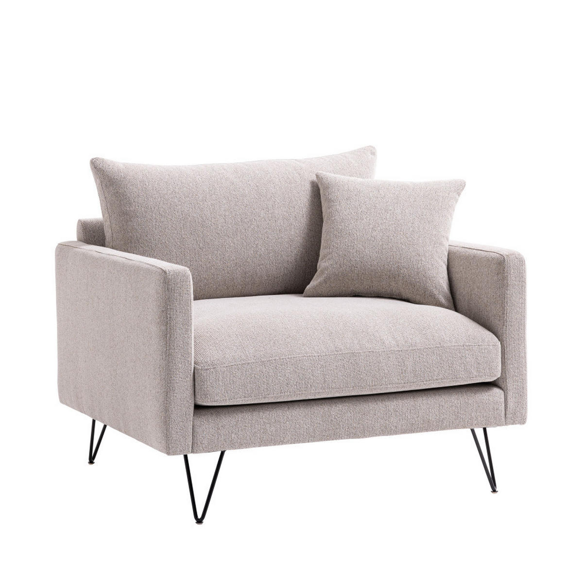 XL-SESSEL aus Stoff mit schwarzen Spikesfüßen - VILLABON - Natürlich - Naturfarben, Textil (108/86/95cm) - Drawer