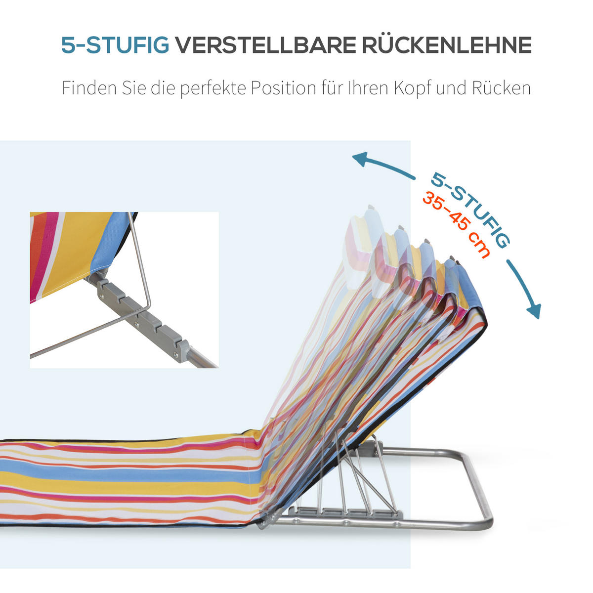 GARTENLIEGE Mehrfarbig 2 Stück - Grau, Naturmaterialien (53/45/124cm) - GiPP