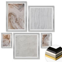 WANDBILDER 5er Set - 50x50 cm & 20x30 cm & 40x60 cm Silberner Rahmen - Abstrakte Marmormuster aus Stein - Silberfarben, Kunststoff (40/60cm) - ArtPrintCave