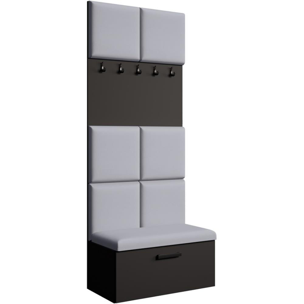 GARDEROBE Margaret I 81/203/43 gepolsterten Paneelen - Schwarz/Grau, Holzwerkstoff/Kunststoff (81/203/43cm) - Beautysofa