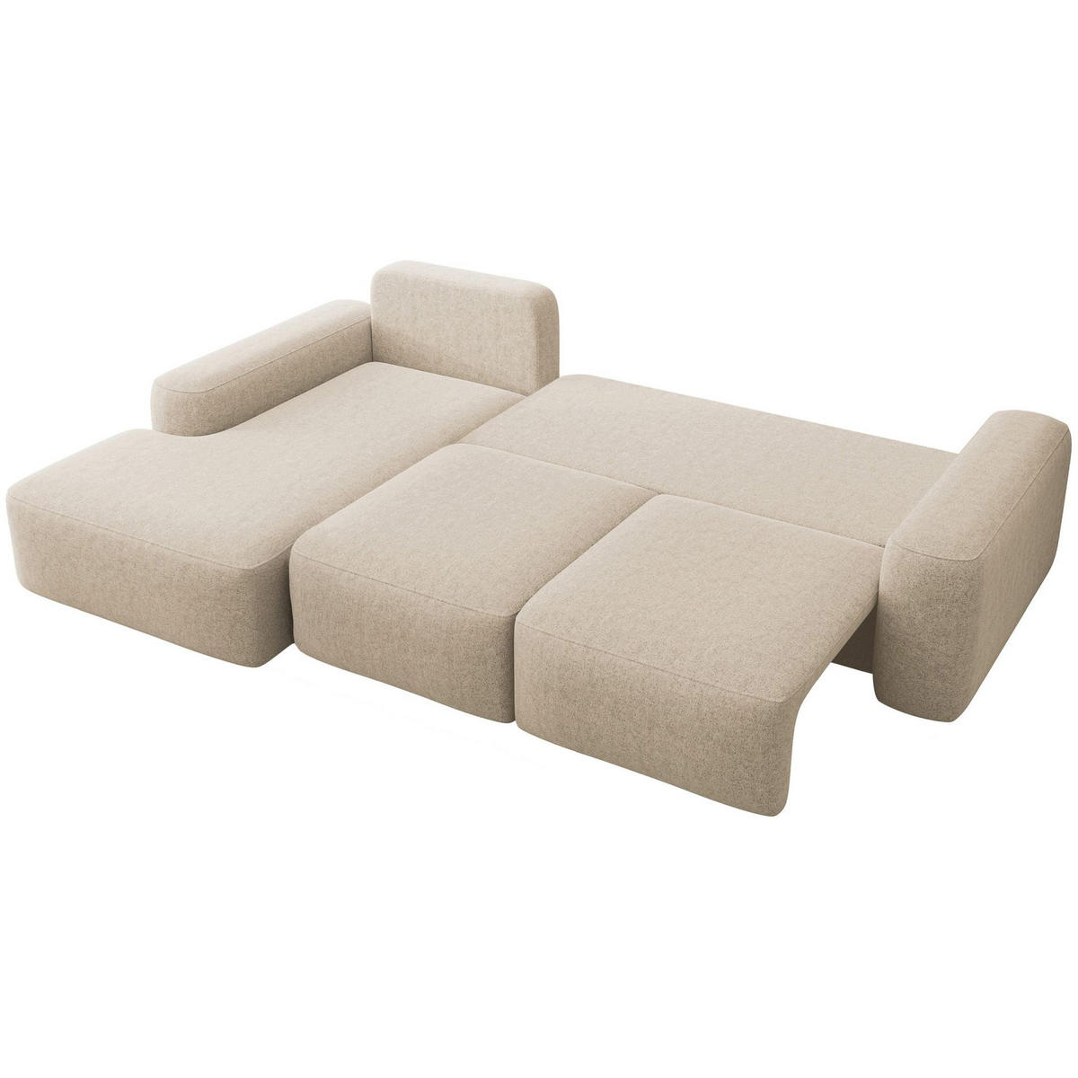 ECKSOFA Carnos mit Ballkissen, Beige Chenille, linksseitig - Beige/Schwarz, Kunststoff/Textil (264/162cm) - Selsey