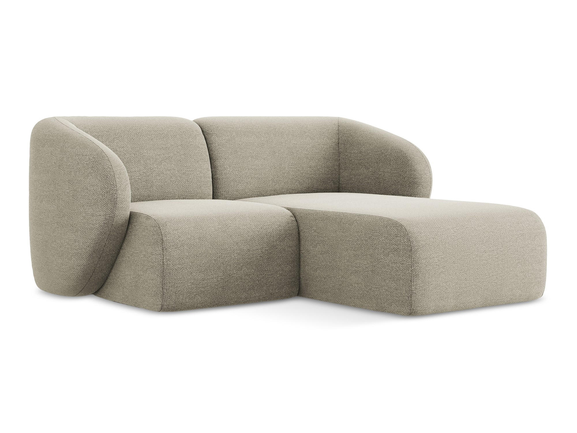 ECKSOFA Rechts Bouclé Stoff Grau - Taupe/Schwarz, Holzwerkstoff/Kunststoff (178/166cm) - Makamii