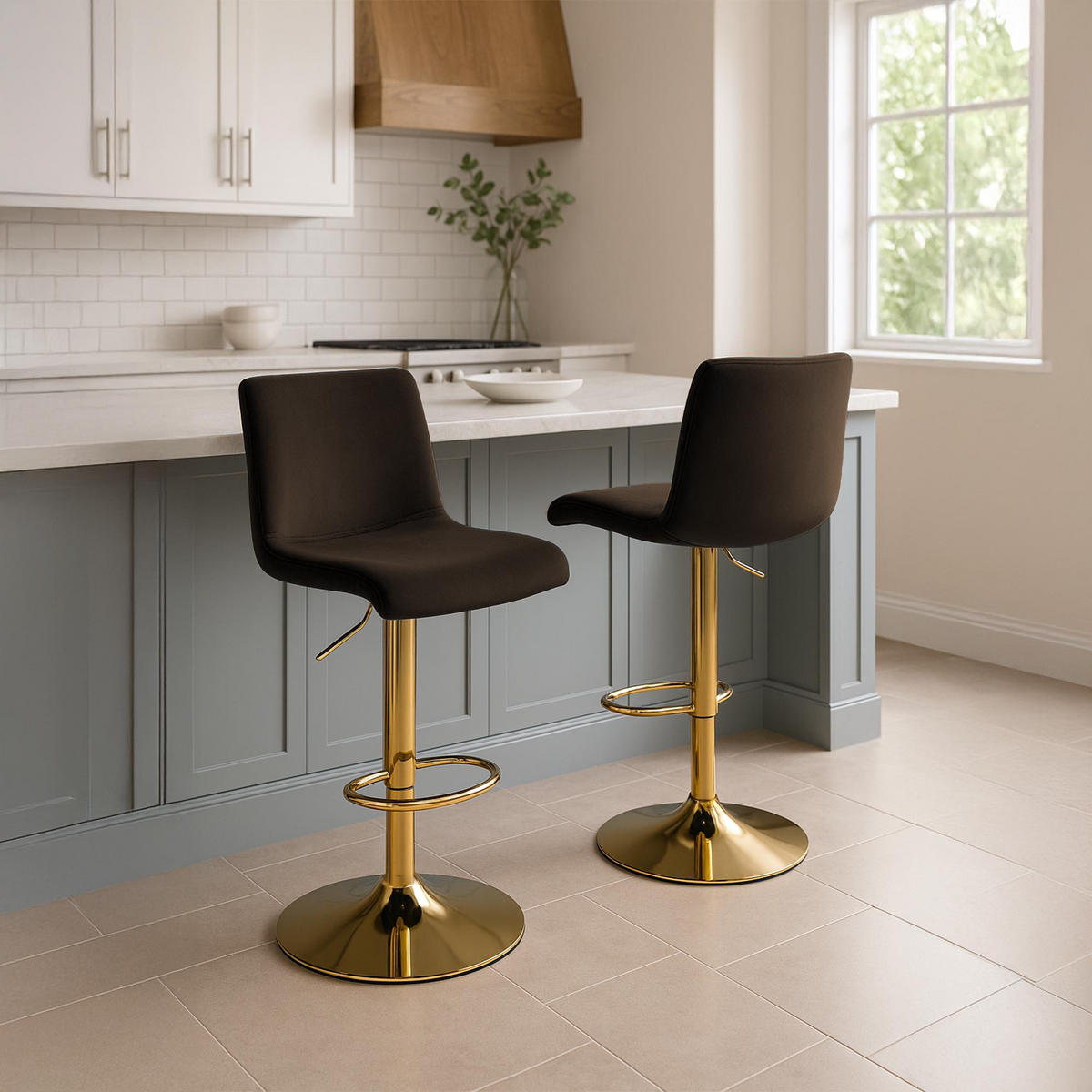 BARHOCKER Samt Braun - Braun, Textil (39/83/36cm) - CLP