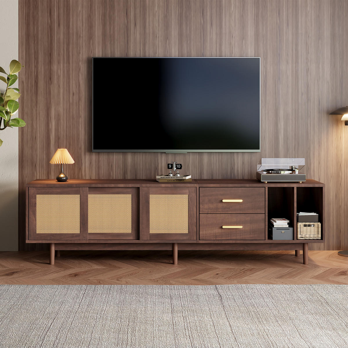 TV-MÖBEL Palermo Braun 190/40/52 cm - Braun, Holzwerkstoff (190/52/40cm) - PANGIVO