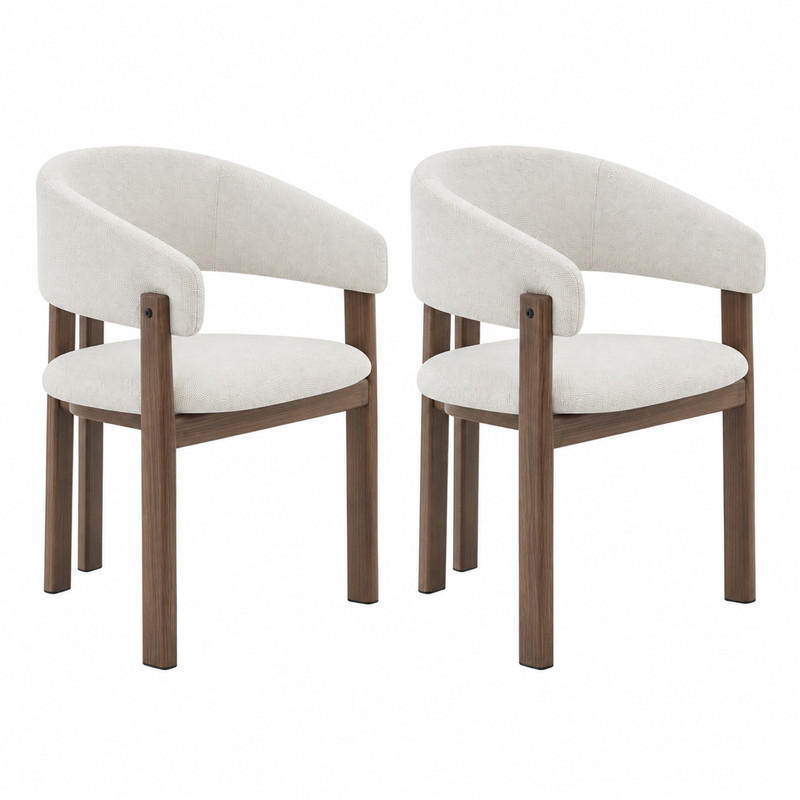 ESSZIMMERSTUHL 2er-Set mit Armlehnen Walnuss/Beige - Walnussfarben, Holz (52.5/83/61.5cm) - Meubliv