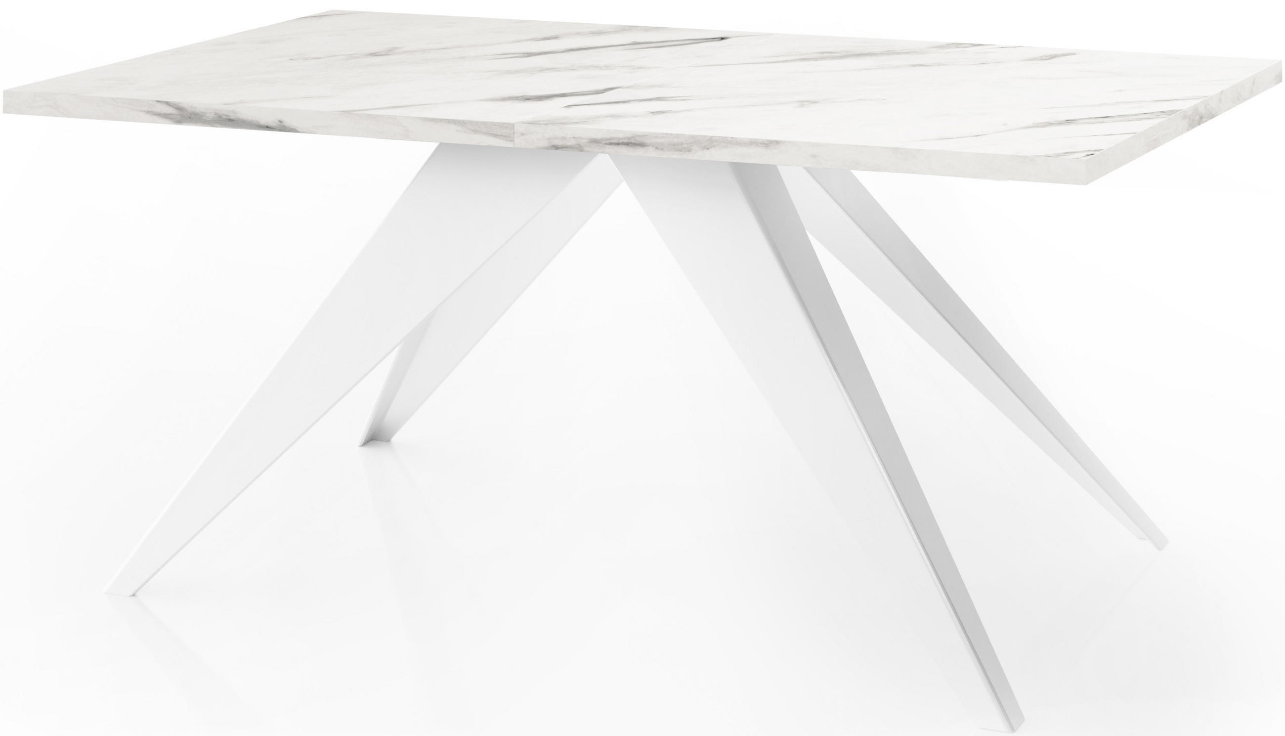 ESSTISCH Vance Weiß rechteckig ausziehbar, Marmor Weiß 140-240/80/76 cm - Ecru/Weiß, Holzwerkstoff/Metall (140/80/76cm) - WFL GROUP