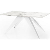 ESSTISCH Vance Weiß rechteckig ausziehbar, Marmor Weiß 140-240/80/76 cm - Ecru/Weiß, Holzwerkstoff/Metall (140/80/76cm) - WFL GROUP