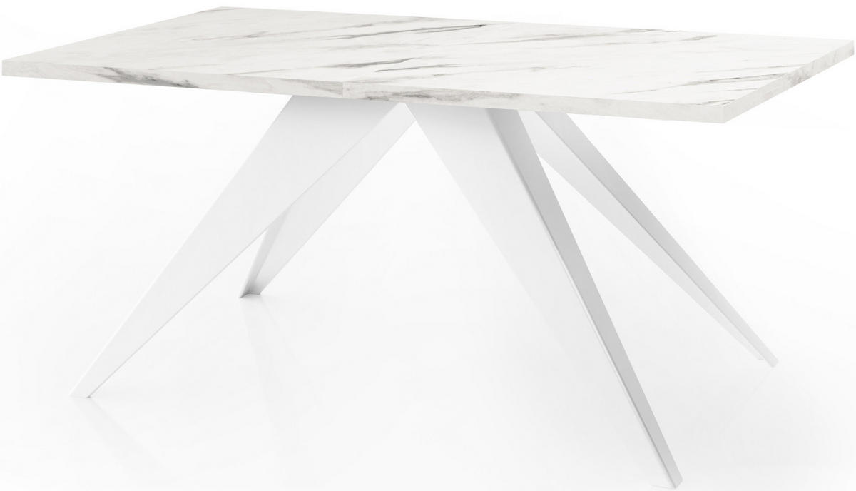 ESSTISCH Vance Weiß rechteckig ausziehbar, Marmor Weiß 140-240/80/76 cm - Ecru/Weiß, Holzwerkstoff/Metall (140/80/76cm) - WFL GROUP