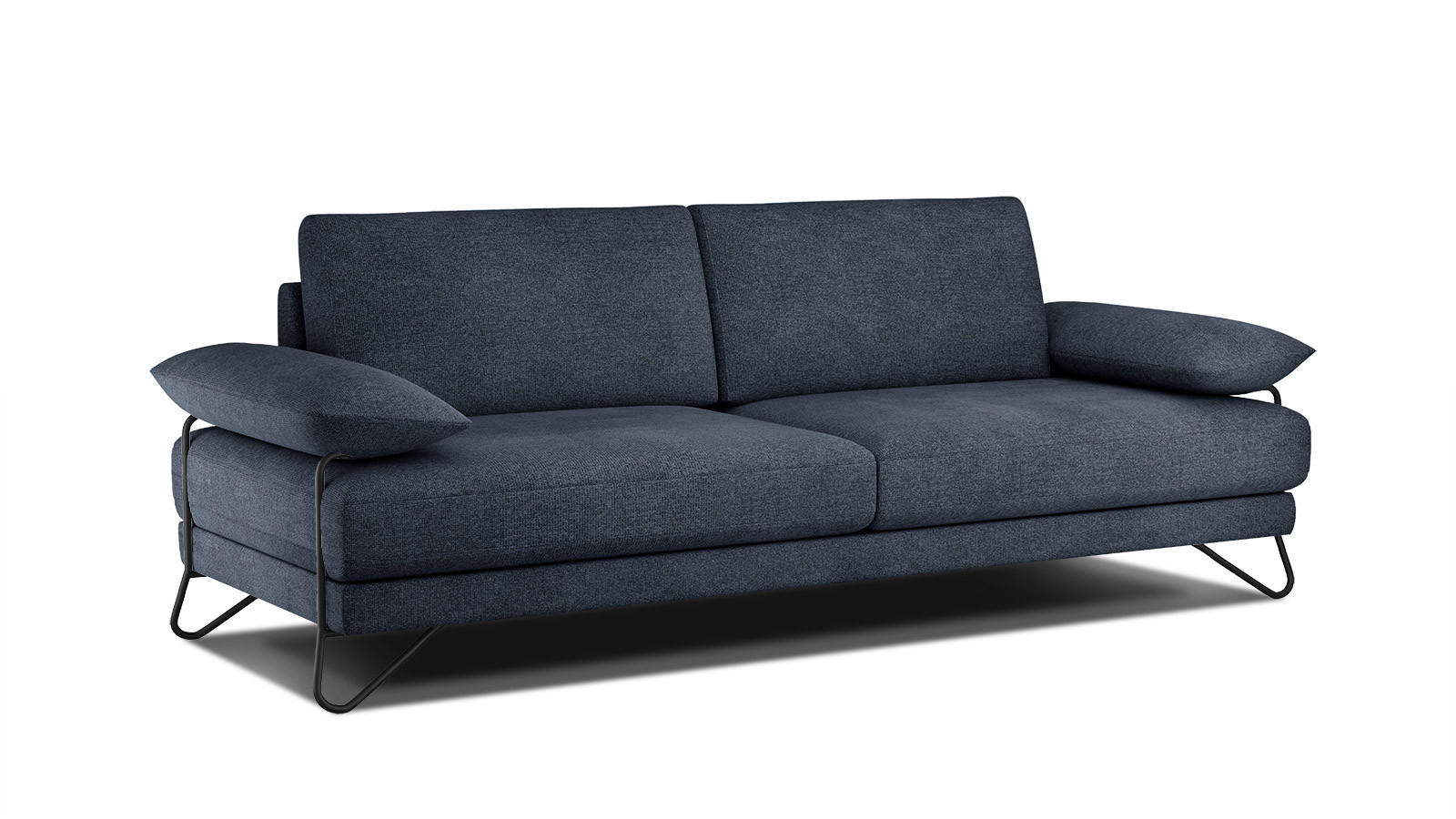 SOFA LORI 3-Sitzer, dunkelblau - Schwarz/Dunkelblau, Holzwerkstoff/Textil (245/87/96cm) - Courtois Laville
