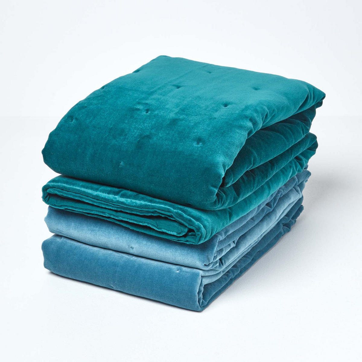 SAMT-KUSCHELDECKE 150/200 cm, Baumwolle wattiert - Blau, Textil (150/200cm) - Homescapes